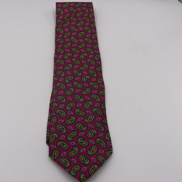 Ted Lapidus Luxury Silk Tie Vintage Red Paisley Designer Necktie - Picture 2 of 7